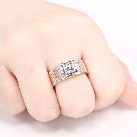 Modern 18k 750 Yellow Gold Two-Tone Wedding Ring - Picture 5 of 6